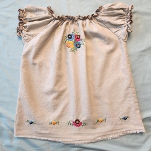 Peek Fleur Des Champs Tan Floral Swing Top | Girls Size L (8)